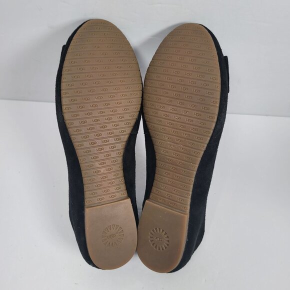 UGG Women's Black Suede Bow Flats S/N 1007667 US Size 8 - Picture 7 of 8